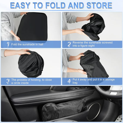 SINGARO 300T Universal Car Windshield Sun Shade, Foldable Reflective for Windshield & Window Shades with Overlapping Design, Car Interior Accessories (55" L x 26.7" W)
