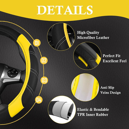 CAR PASS Air Mesh Leather Car Seat Covers Full Set, Waterproof Car Floor Mats, Sporty Steering Wheel Cover 14.5-15in, Universal Fits for 95% Cars Truck SUV (Black and Blue)