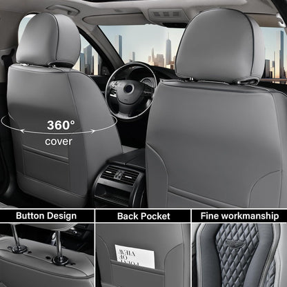 Coverado Seat Covers, Car Seat Covers Full Set, Black Car Seat Cover, Car Seat Covers Front Seats Back Seat Cover, Waterproof Car Seat Cushion, Leather Seat Covers Seat Protector Fit for Most Cars