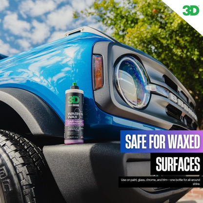 3D Wash N Wax Car Wash Soap - pH Balanced, Easy Rinse, Scratch Free Soap with Wax Protection - 1 Gallon