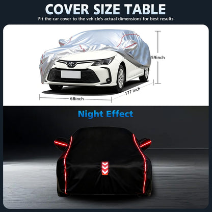 Car Cover for Sedan, Waterproof All Weather Heavy Duty, 360° Underbody Wrap Windproof Design, Quick Install Outdoor Vehicle Cover, Fits 186-193 in