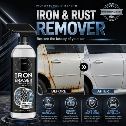 Iron Eraser Iron and Rust Remover Spray, Iron Powder Fallout Cleaner for Automotive Paint & Wheels, 2PCS