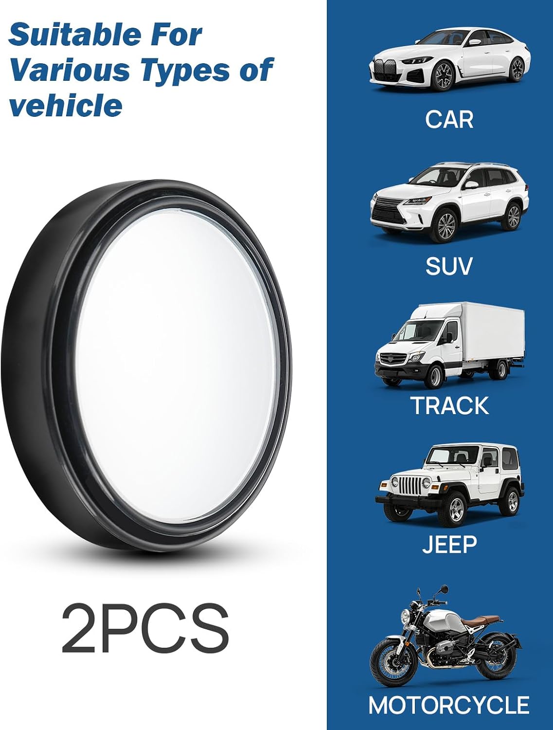 JOYTUTUS Blind Spot Mirror 2 Pack HD Frameless Convex Glass for Wide Angle View and Safer Lane Changing Compatible with Cars SUVs Trucks RVs Easy Stick On & Long Lasting Durability