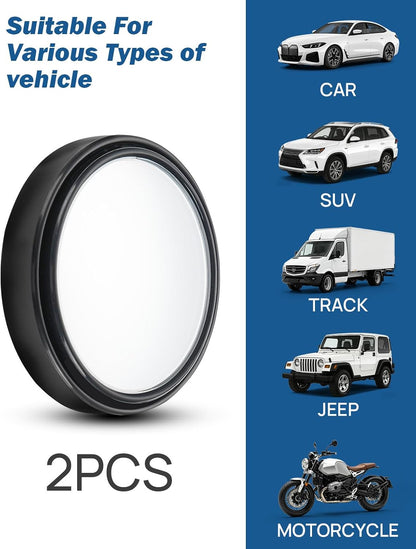 JOYTUTUS Blind Spot Mirror 2 Pack HD Frameless Convex Glass for Wide Angle View and Safer Lane Changing Compatible with Cars SUVs Trucks RVs Easy Stick On & Long Lasting Durability