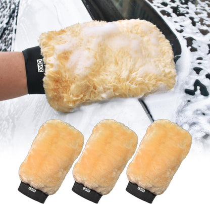 Car Wash Mitt Microfiber Scratch Free,Premium Chenille Ultra-Soft Car Wash Gloves,Thickened Inside Coated Swirl-Free Finish 5-Finger Design Detailing for Cleaning Car Wash Brush,2-Pack Yellow