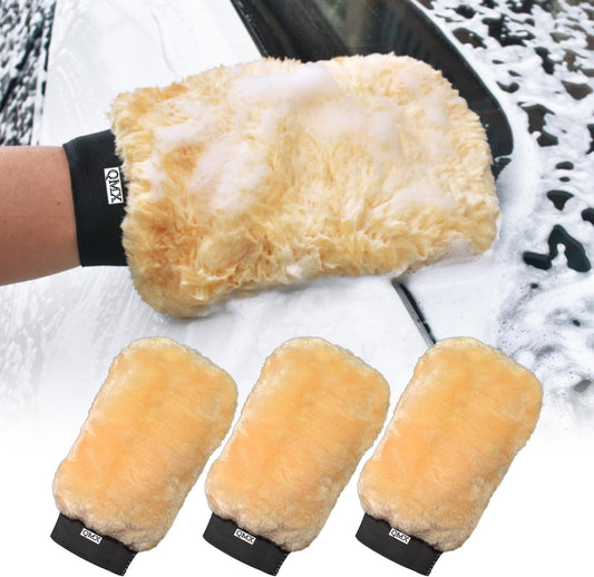 Car Wash Mitt Microfiber Scratch Free,Premium Chenille Ultra-Soft Car Wash Gloves,Thickened Inside Coated Swirl-Free Finish 5-Finger Design Detailing for Cleaning Car Wash Brush,2-Pack Yellow