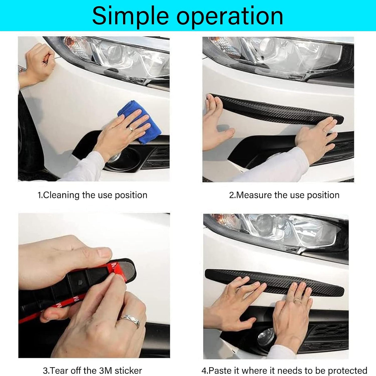 Anti-Collision Patch Car Bumper Guard Strip Anti-Scratch Bumper Protector Trim Universal Rear Bumper Protector Car Door Edge Guards Car Side Door Edge Guards Protector (Black-4Pack)