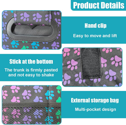Car Trunk Organizer, Collapsible Multi-Compartment Auto Storage Box with 4 Pockets, Waterproof Oxford Fabric Car Trunk Container Accessories for Sedan SUV Truck (Black)