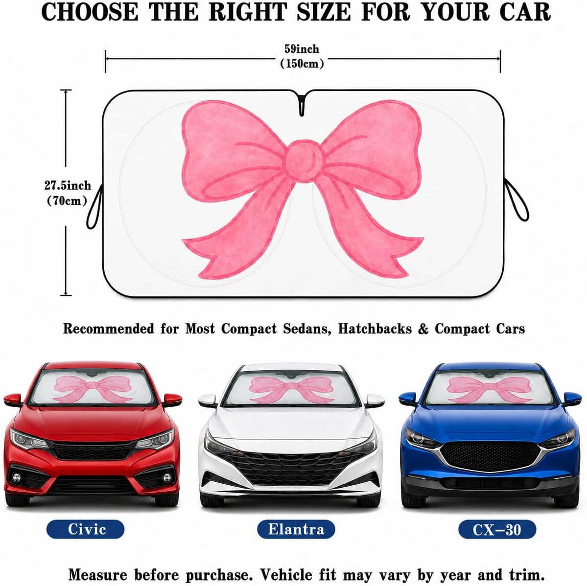Car Windshield Sun Shade, Funny Cartoon Eyes Sun Visor for Car Windshield Universal Fits Sedan Compact Car Hatchback SUV, UV Heat Protection - 59 x 27.5