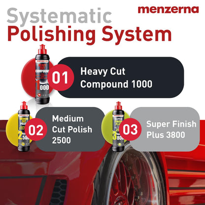 menzerna Polishing Set 8oz – HCC1000, MCC2500 & 3800 | 3-Step System for Scratch Removal, Swirl Elimination & Mirror-Like Finish