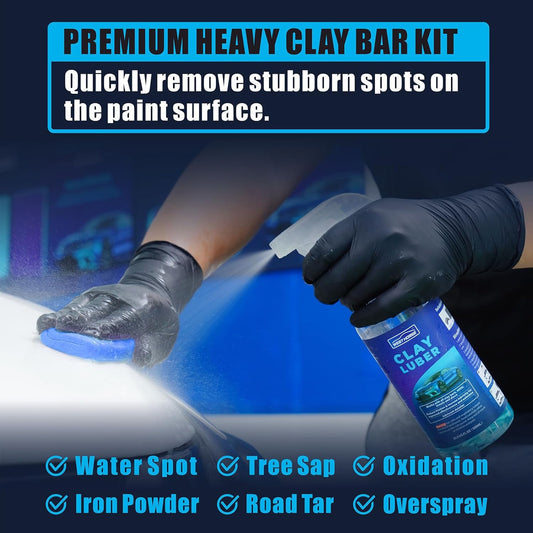 Complete Clay Bar and Luber Kit for Auto Detailing - 4 Pack (4x100g) Clay Bars + 16.9 fl. oz Lubricant Spray + 4 Pack Microfiber Cleansing Towel