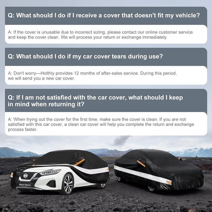 10 Layers Car Cover Custom Fit for Mercedes Benz C Class C250 C300 C43 C63 (1993-2026), Waterproof All Weather for Automobiles, Outdoor Full Cover Sun Dust Rain Protection with Cotton. Black - Colors A