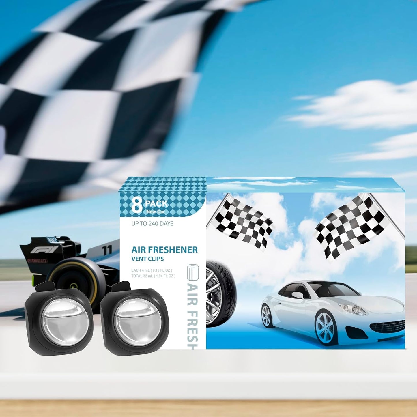 DRIVEJOY Car Air Freshener Vent Clips, 8 PK, 6 Ocean, 2 New Car Scent, Long Lasting Air Fresheners for Men & Women, Up to 240 Days, Odor Eliminator