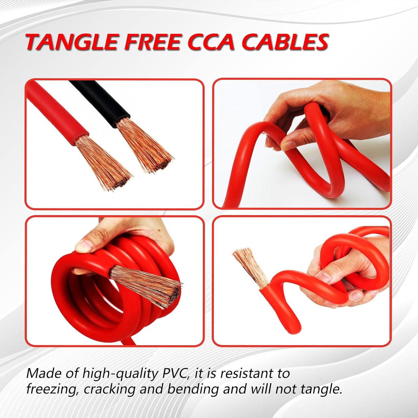NOONE Jumper Cables for Car Battery, Heavy Duty Automotive Booster Cables for Jump Starting Dead or Weak Batteries (10-Feet)