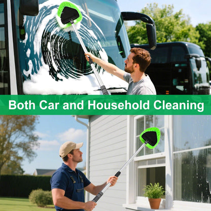 XINDELL 24-inch Windshield Cleaner Tool – Upgrade Large Head Car Interior&Exterior Window Cleaning Kit with Extendable Handle & 4 Microfiber Pads, Auto Wiper Brush for Car, Trucks, SUVs, RVs & Home