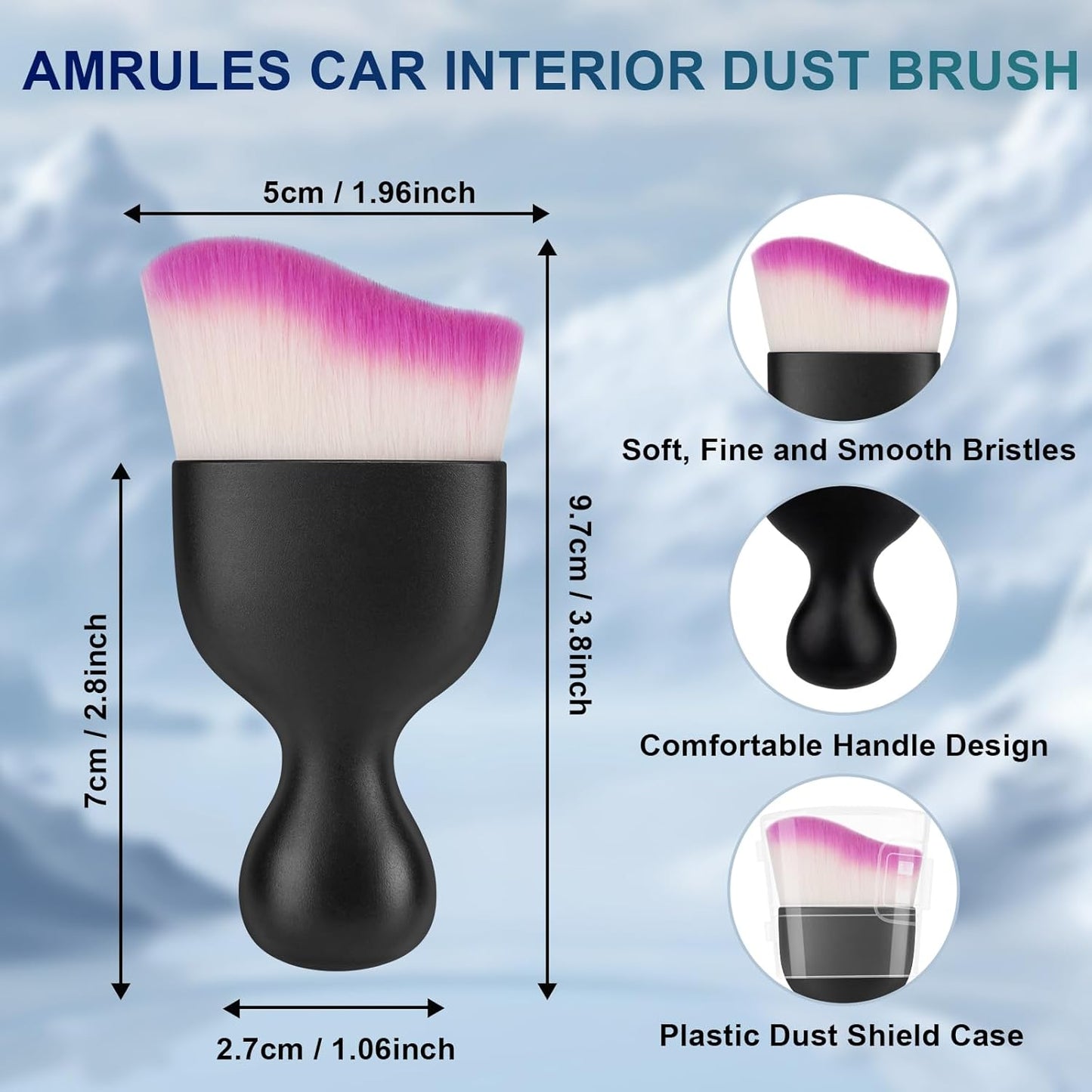 Amrules 2PCS Car Interior Detailing Brush, Auto Car Detailing Brush Dusting Brush, Soft Bristles Car Interior Cleaning Tool for Dashboard Interior, Exterior, Skylight, Leather, Dust Brush, Brown
