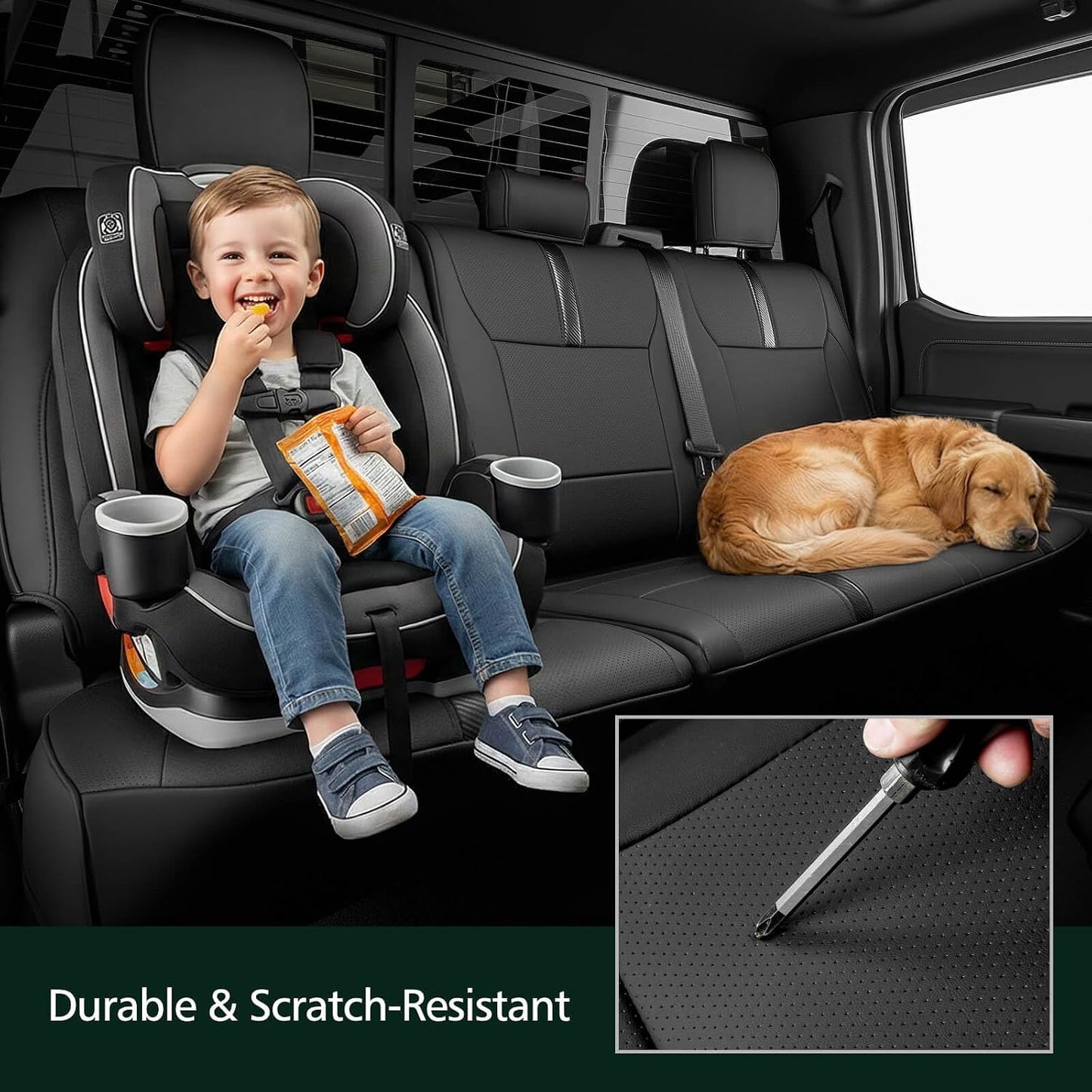 for Ford F150 Seat Covers 2015-2023 2024 2025 2026,Full Set Leather Waterproof Black Trucks Pickup Seat Covers Custom Fit for Ford F150 Accessories,Car Seat Cover for SuperCrew/CrewCab(XL,XLT)