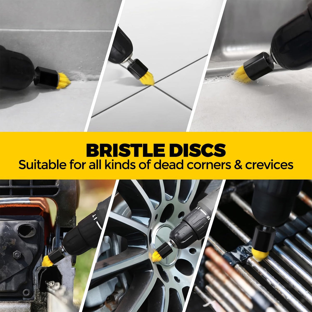 Holikme 30Pack Drill Brush Attachments Set,Scrub Pads & Sponge, Power Scrubber Brush with Extend Long Attachment All Purpose Clean for Grout, Tiles, Sinks, Car Polishing Pads,Bristle Discs