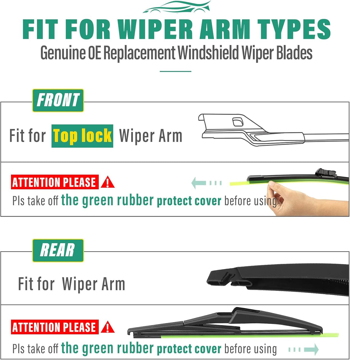 26" 16" 11" Windshield Wiper Blades Replacement for Chevrolet Chevy Trax 2024 2025 2026 Premium All Weather Front Rear Wipers Set - OEM Quality (Pack of 3) - Colors A
