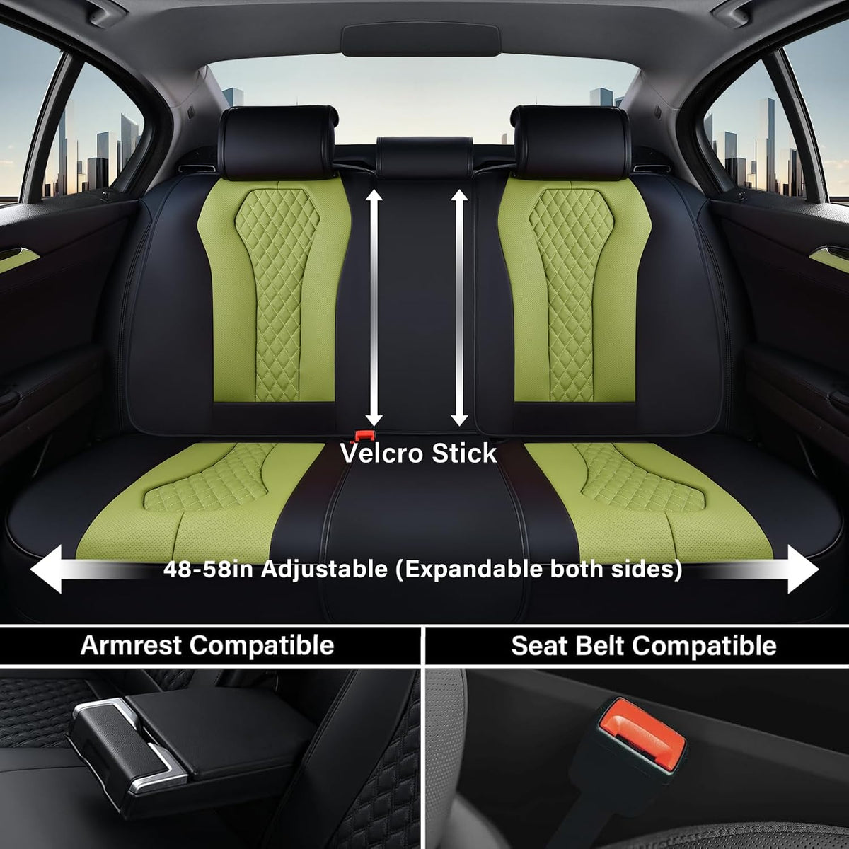 Coverado Seat Covers, Car Seat Covers Full Set, Black Car Seat Cover, Car Seat Covers Front Seats Back Seat Cover, Waterproof Car Seat Cushion, Leather Seat Covers Seat Protector Fit for Most Cars