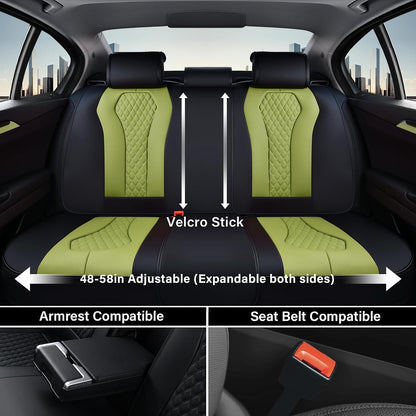Coverado Seat Covers, Car Seat Covers Full Set, Black Car Seat Cover, Car Seat Covers Front Seats Back Seat Cover, Waterproof Car Seat Cushion, Leather Seat Covers Seat Protector Fit for Most Cars