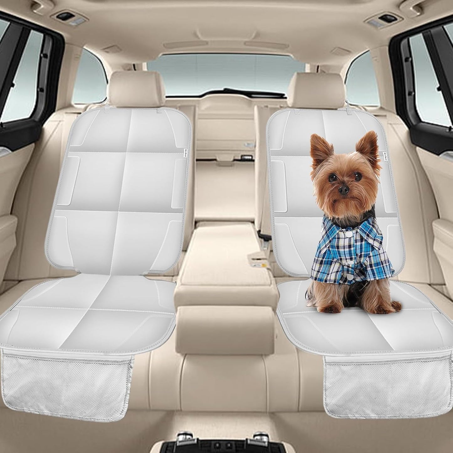 Meolsaek Car Seat Protector for Child Car Seat, Durable 600D Fabric Waterproof Car Seat Cover with Thick Pad Non-Slip Backing，No Imprints (Black 2pcs)
