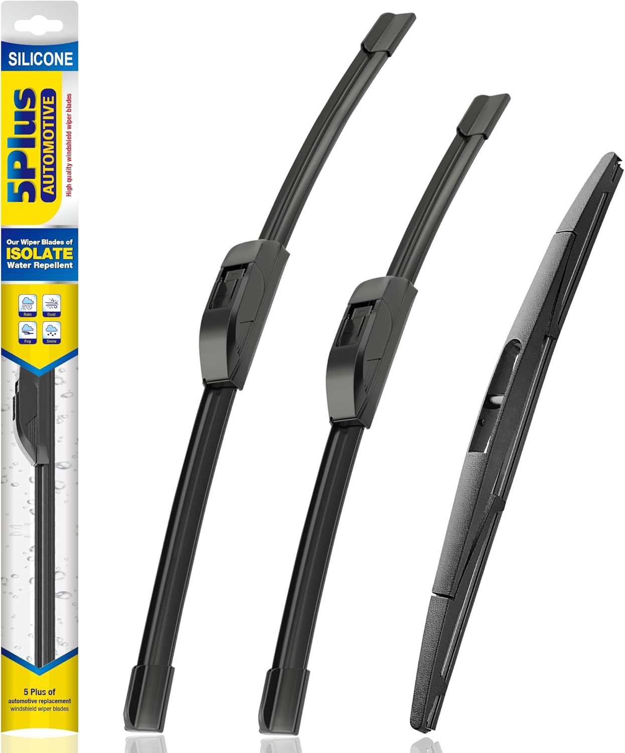 5 PLUS® Silicone Windshield Wipers Replacement for 2019-2024 Toyota RAV4/ 2006-2015 Mazda 5 Wiper Blades(Set of 3), Windshield Wiper Blades For My Car-26"/16"/12" - Colors A