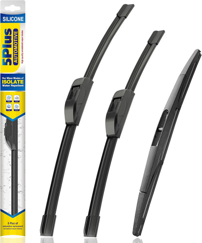 5 PLUS® Silicone Windshield Wipers Replacement for 2019-2024 Toyota RAV4/ 2006-2015 Mazda 5 Wiper Blades(Set of 3), Windshield Wiper Blades For My Car-26"/16"/12" - Colors A