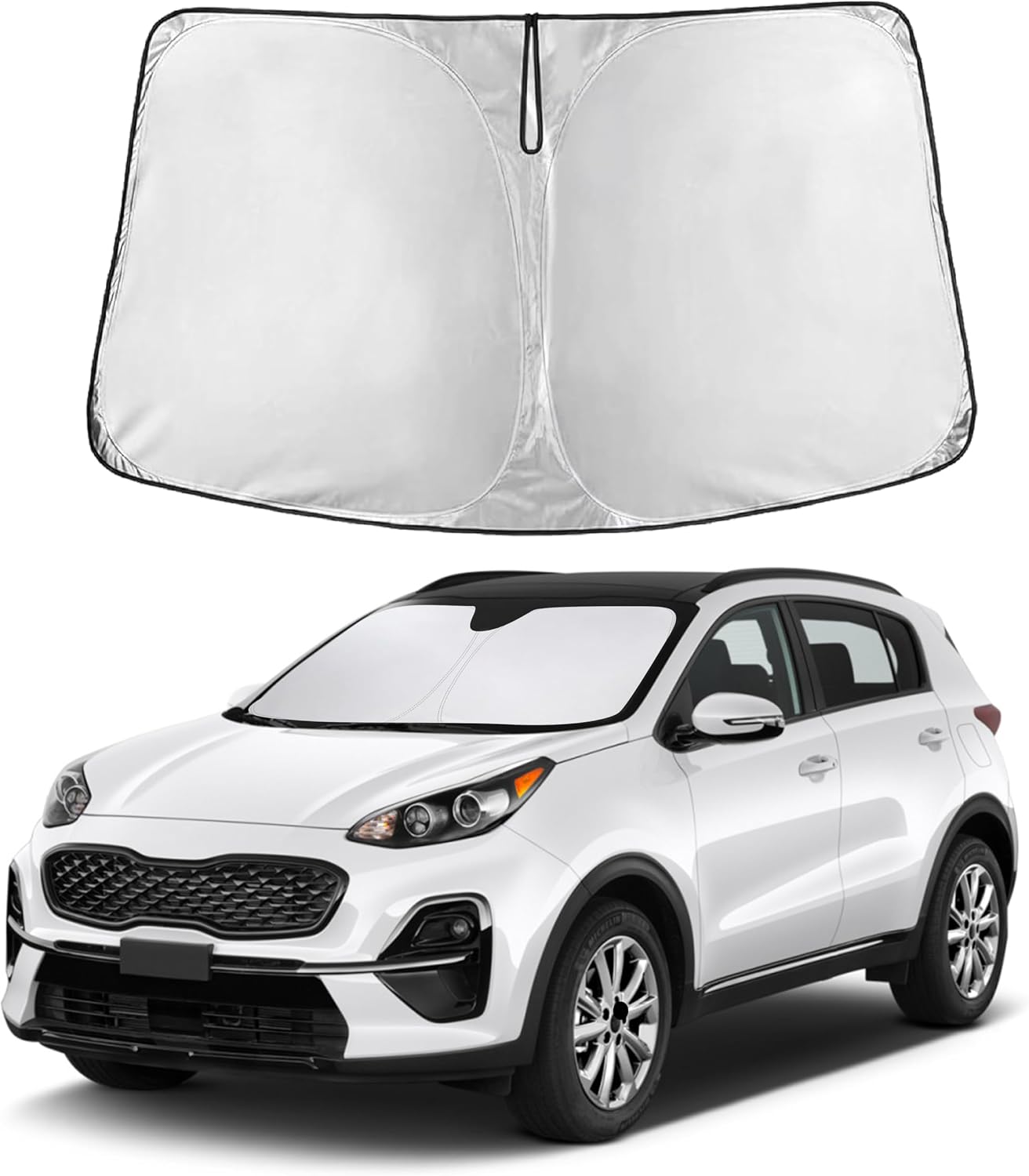 EcoNour Car Windshield Sun Shade | 2025 Upgraded Innovative No-Light-Pass Technology for Maximum Coverage | Foldable Sun Shade Keeps Your Vehicle Cool | Must-Have Car Accessories | Small (59" x 29") - Colors I
