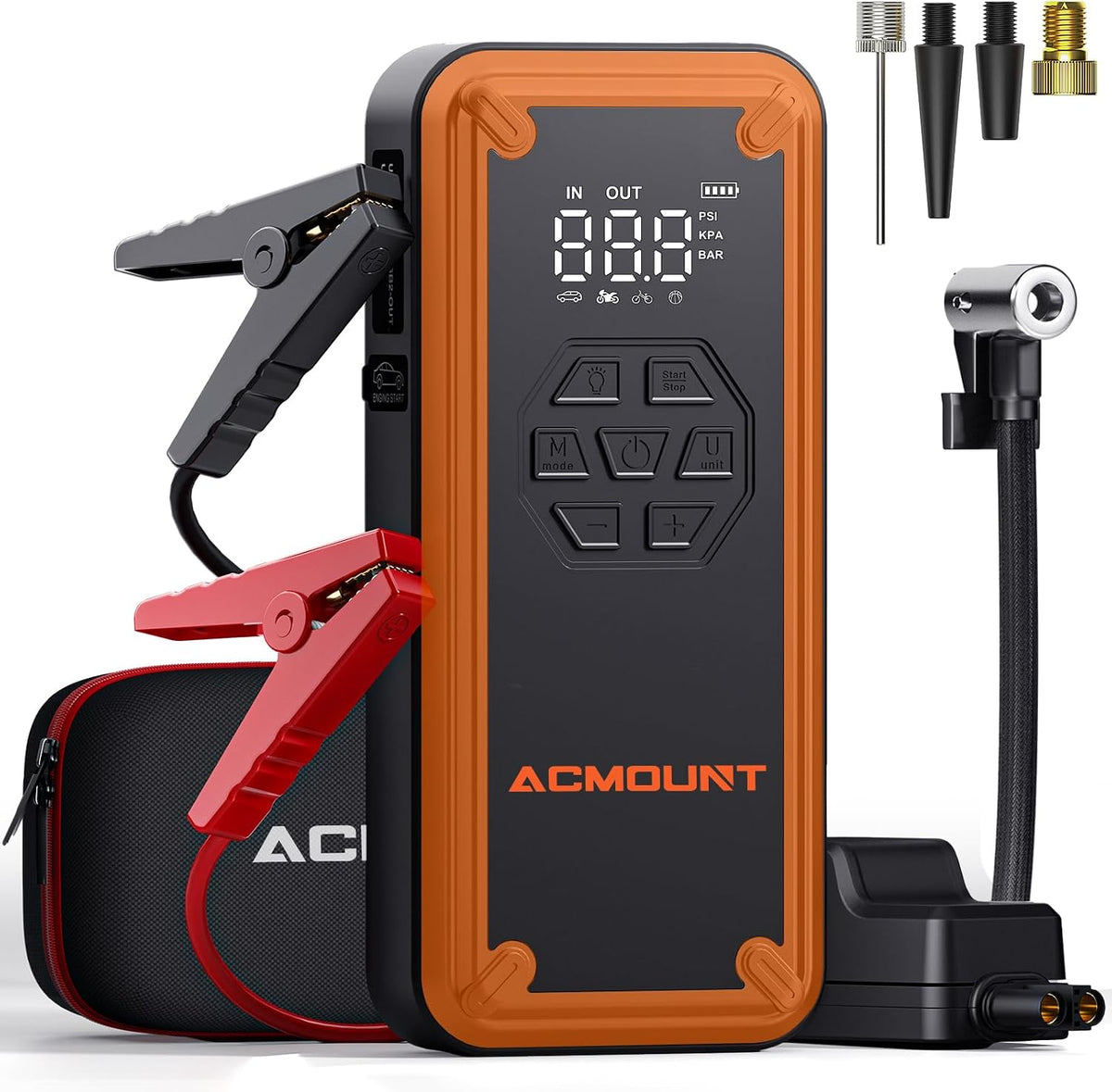 W160 Jump Starter with Air Compressor, 5000A Portable Car Jump Starter 150PSI Tire Inflator/Air Pump, 12V Battery(Up to 9L Gas/8L Diesel Engine) Jump Pack Car Emergency Kit Idea Gift for Man (Silver)