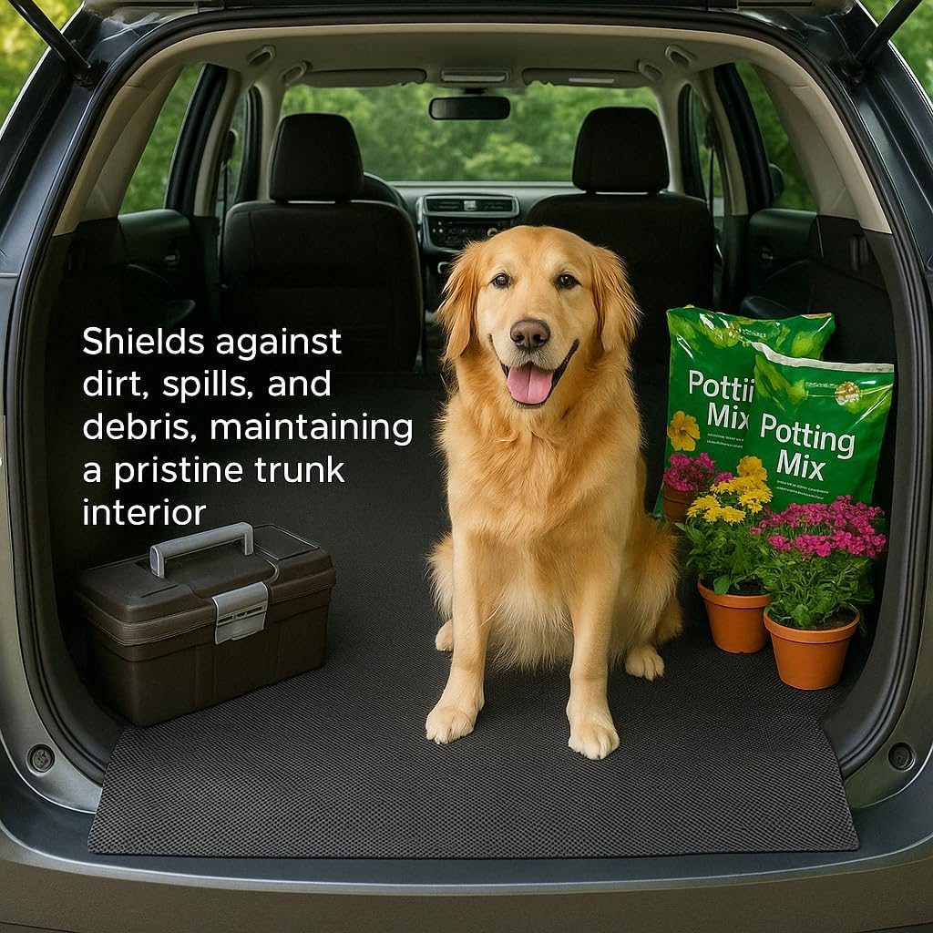 Dependable Industries Premium Non-Slip Car Trunk Mat Cargo Liner Universal Cut-to-Fit Protects Against Dirt Size 39" x 47"