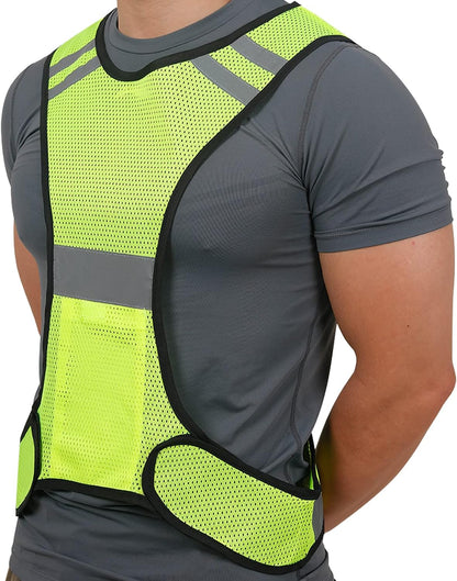 TCCFCCT Reflective Running Vest, High Visibility Running Gear with Large Pocket