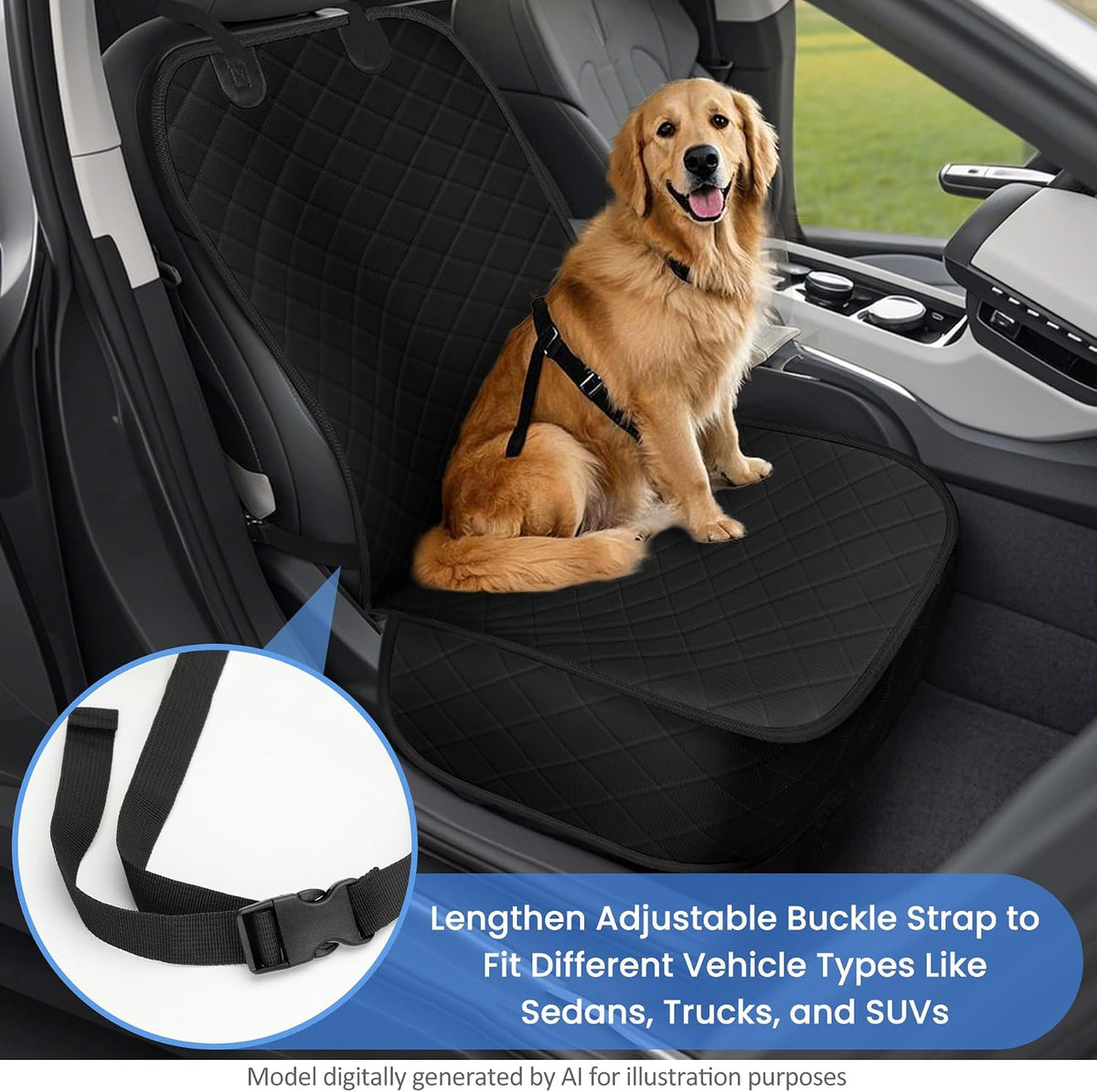 ELONGRIVER Dog Car Seat Covers, Waterproof Front Seat Cover for Dogs, Scratch-Proof, Nonslip Pet Passenger Seat Cover Protector, Universal Fit for Cars Trucks SUVs, Standard Size, Black
