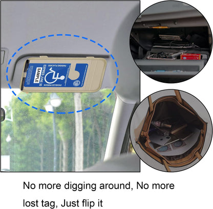 Handicap Placard Holder for Auto, Wisdompro Disabled Parking Permit Sign Protector for Car Sun Visor with Note Paper Slot, Pen Holder and Elastic Strap - Black