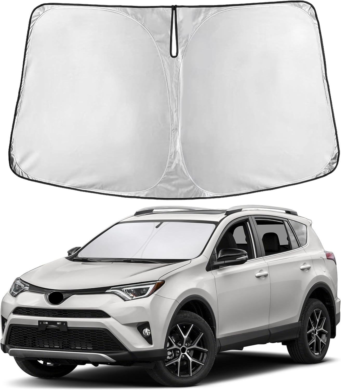 EcoNour Car Windshield Sun Shade | 2025 Upgraded Innovative No-Light-Pass Technology for Maximum Coverage | Foldable Sun Shade Keeps Your Vehicle Cool | Must-Have Car Accessories | Small (59" x 29") - Colors C