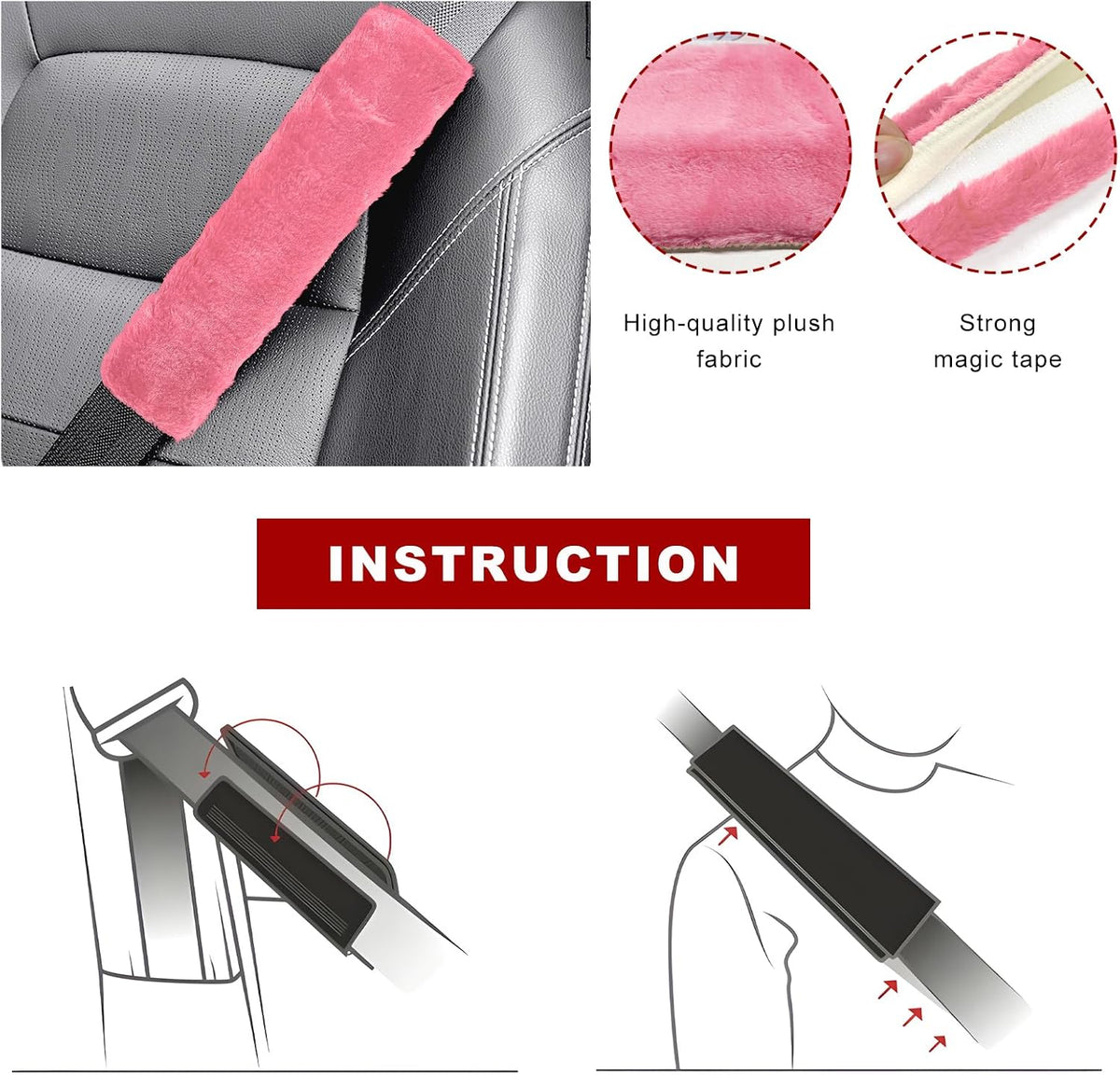 Sun Walker 2PCS Seat Belt Shoulder Pads, Fluffy Soft Plush Auto Seat Belt Pads for Protecting Your Neck & Shoulder, Comfortable Seatbelt Cover Warm Protective Cushion for Most Cars (Purple)