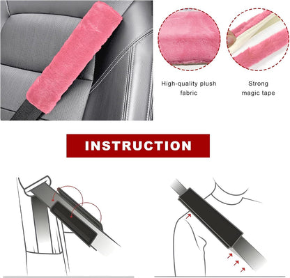 Sun Walker 2PCS Seat Belt Shoulder Pads, Fluffy Soft Plush Auto Seat Belt Pads for Protecting Your Neck & Shoulder, Comfortable Seatbelt Cover Warm Protective Cushion for Most Cars (Purple)
