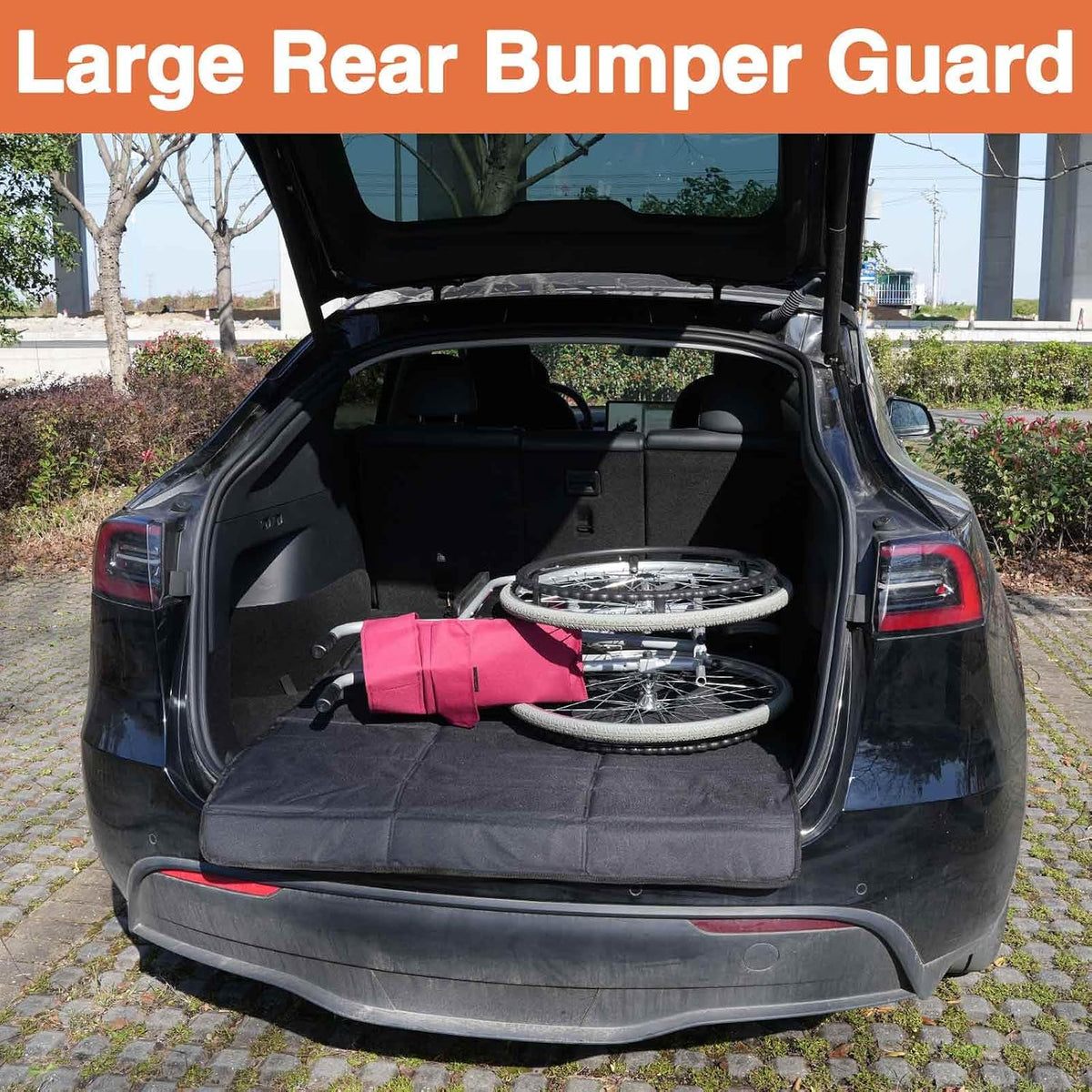 Ultra Large Rear Bumper Protector for Cars 38 x 42.5 inches SUV Cargo Liner Prevent Scratches from Suitcases and Pets Black