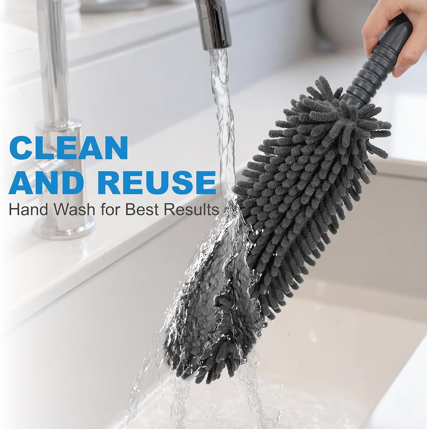 15.8" Car Duster Chenille,Car Accessories Duster Interior for Men,Washable Reusable Duster for Blind,Home,Car,Desk