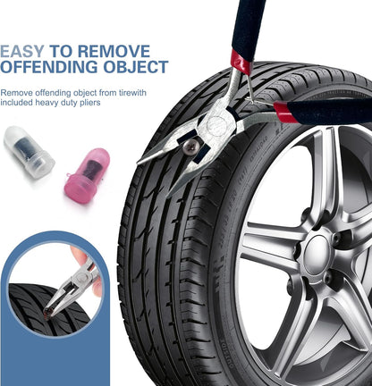 60 PCS Tire Repair Rubber Nail, Vacuum Tire Repair Kits Spiral Rubber Screws, Fast Self-Service Tool for Car, Truck, Motorcycle, Tractor Tire Puncture Repair (Black)