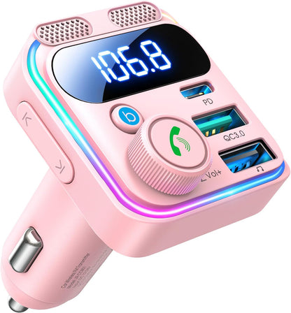 JOYROOM 81W Bluetooth 6.0 Car Adapter Wireless FM Radio Transmitter | [PD45W & QC36W] Fast Charge, Dual Mics for Clear Call, HiFi Deep Bass, LED Light, Support USB Drive, Ideal for Road Trips