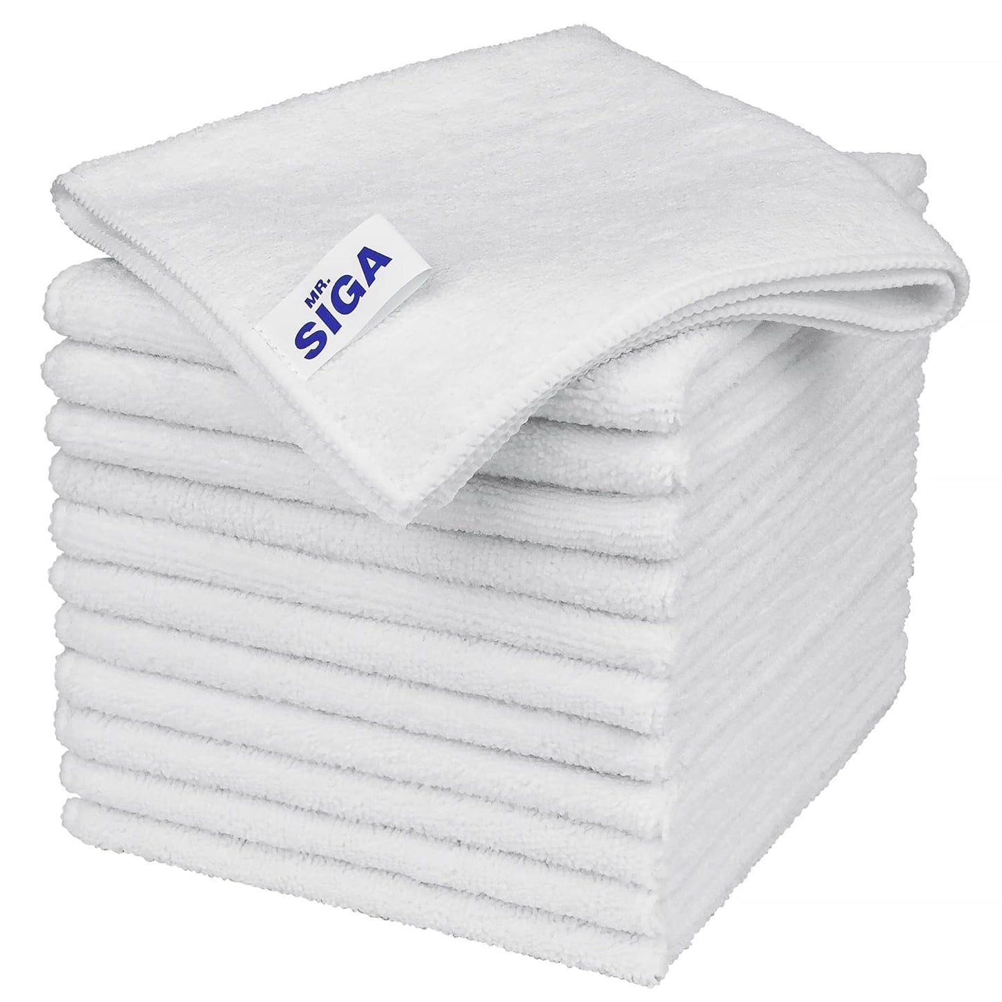 MR.SIGA Microfiber Cleaning Cloth, All-Purpose Microfiber Towels, Streak Free Cleaning Rags, Pack of 12, Grey, Size 32 x 32 cm(12.6 x 12.6 inch)