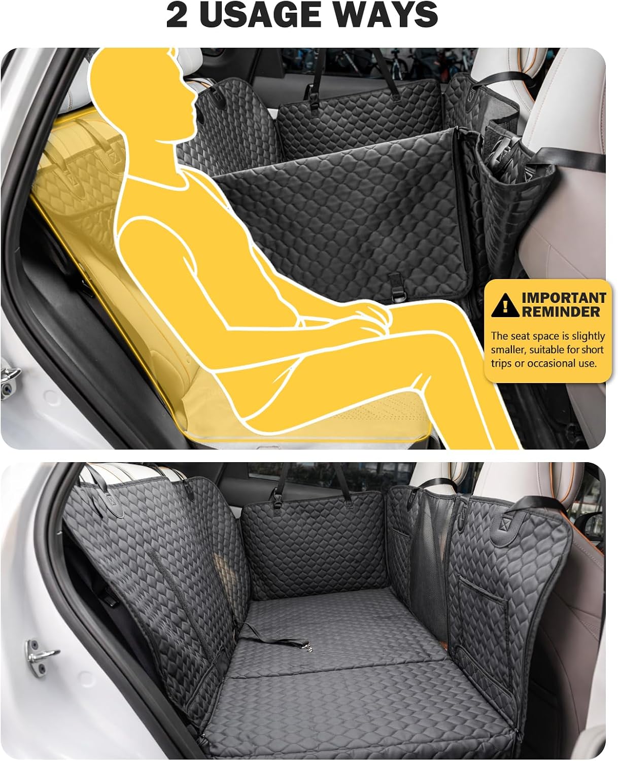 Back Seat Extender for Dogs, Waterproof Dog Car Seat Cover for Back Seat with Hard Bottom, Upgraded Material, Anti Scratch, Easy to Use and Clean, Holds 420lbs