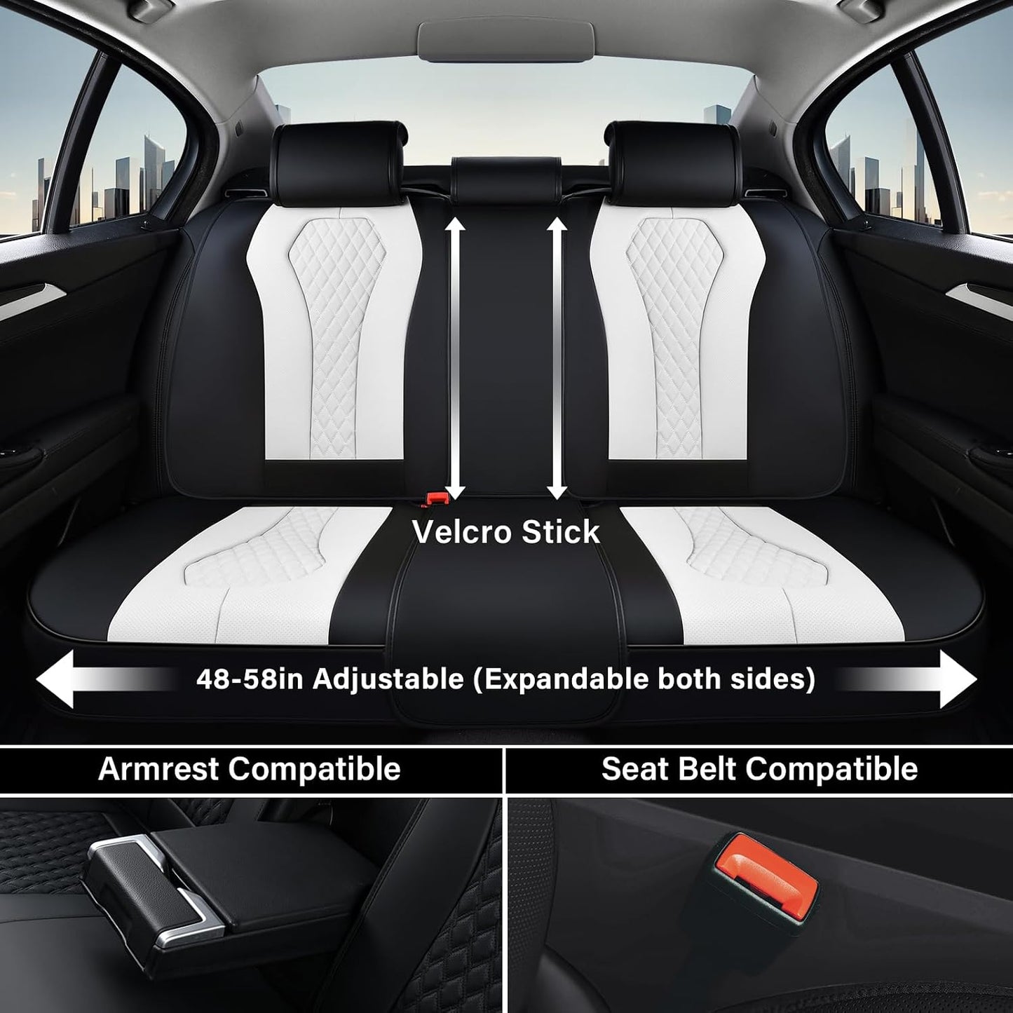 Coverado Seat Covers, Car Seat Covers Full Set, Black Car Seat Cover, Car Seat Covers Front Seats Back Seat Cover, Waterproof Car Seat Cushion, Leather Seat Covers Seat Protector Fit for Most Cars