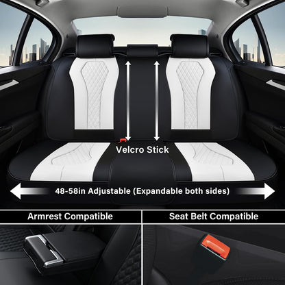 Coverado Seat Covers, Car Seat Covers Full Set, Black Car Seat Cover, Car Seat Covers Front Seats Back Seat Cover, Waterproof Car Seat Cushion, Leather Seat Covers Seat Protector Fit for Most Cars