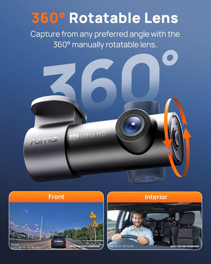 70mai Dash Cam M310, Dash Camera for Cars 1296P QHD, Smart Dash Cam Front Built in WiFi, 130° Wide-Angle FOV, WDR, Night Vision, iOS/Android Mobile App, Loop Recording, Parking Monitor, Time-Lapse