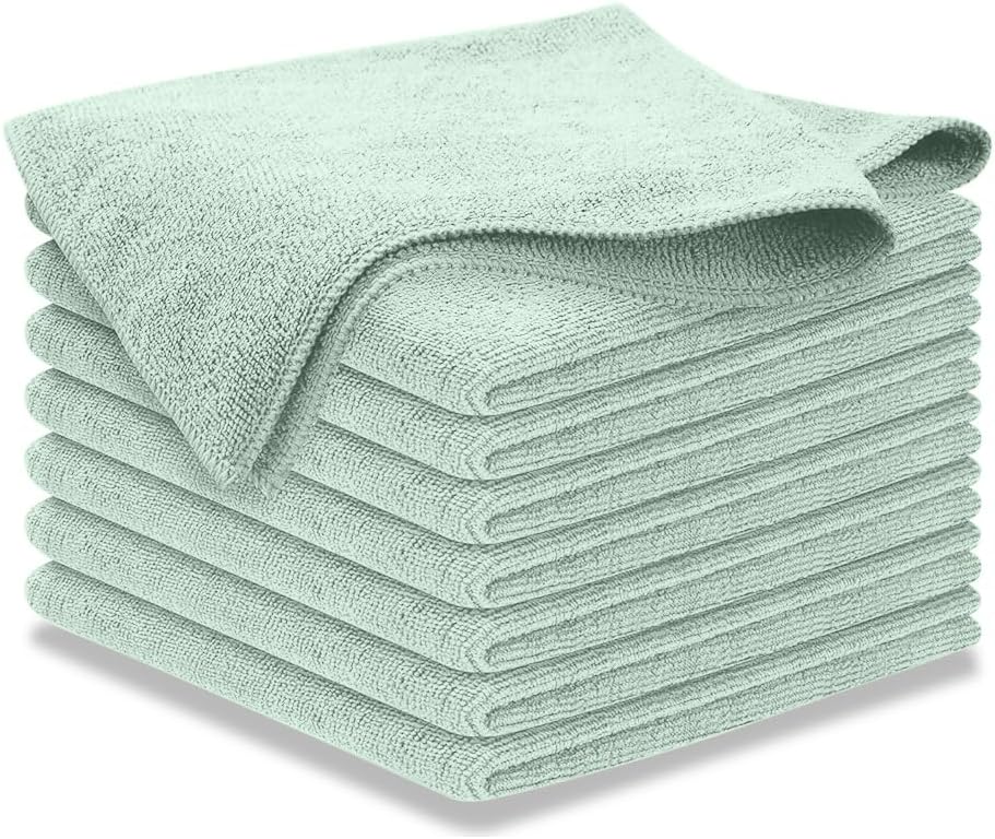 USANOOKS Microfiber Cleaning Cloth Grey - 12 Pcs (12.5"x12.5") - High Performance - 1200 Washes, Ultra Absorbent Microfiber Towel Weave Grime & Liquid for Streak-Free Mirror Shine - Car Washing Cloth
