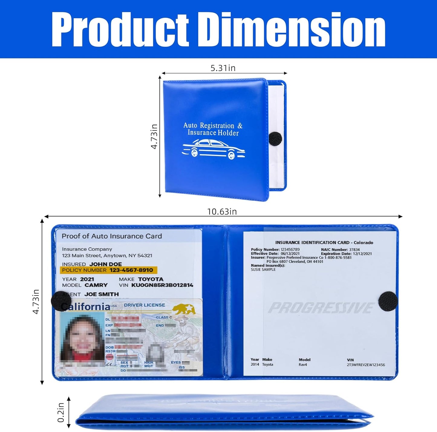 Pacific Mailer Auto Registration and Insurance Card Holder 2 Packs Car Document ID Holder Glove Box Organizer Car Accessories, Black