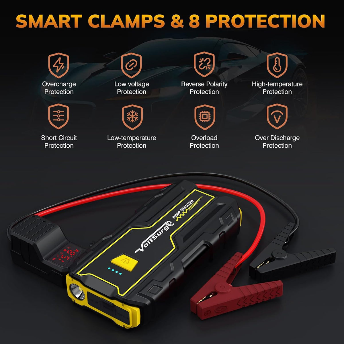 4000A Portable Jump Starter for Car, 12V Jump Box for Engine Max 7.0L Gas/5.5L Diese, Jumper Starter Battery Charger Pack with LED Flashlight & USB Port