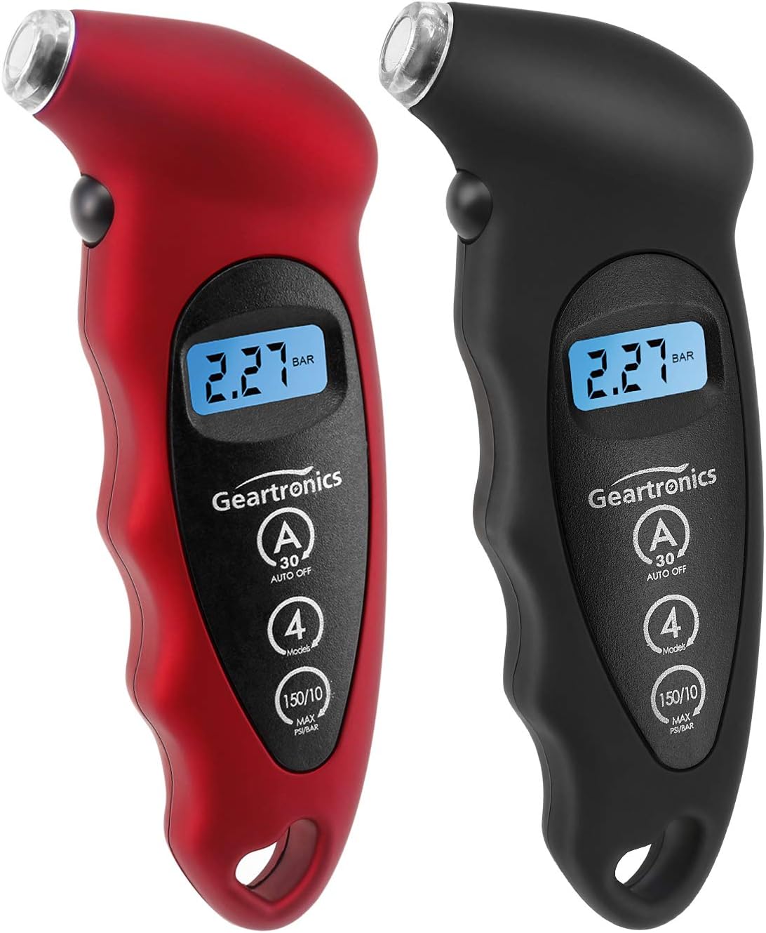 Digital Tire Pressure Gauge 150 PSI 4 Settings with Backlight LCD Tire Gauge for Cars, Motorcycles and Bikes with Non-Slip Grip, 2 Pack